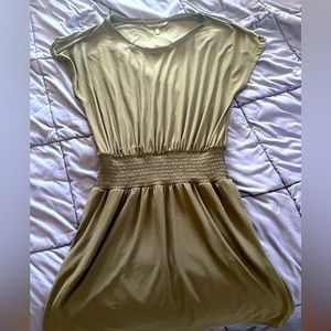 Olive colored summer dress. Size M Petite. White House Black Market.